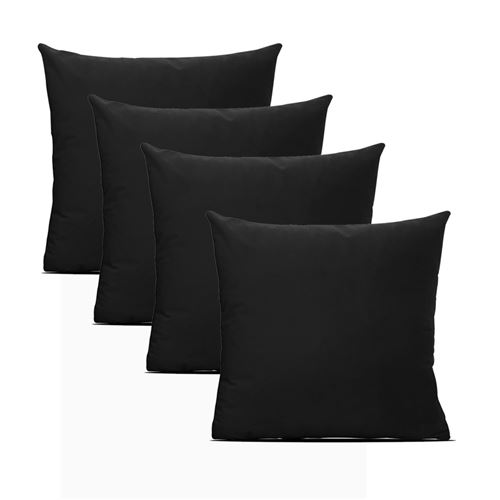 Lot de 4 coussin carré, coussin de siège, coussin d'assise intérieur/extérieur en fibre coloris noir - Longueur 45 x Profondeur 45 cm -JUANIO -