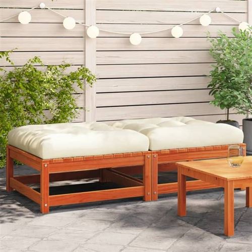 VIDAXL - Salon de jardin - Bois massif - Marron - 2 pieces - 70 x 70 x 30 cm - Image 2