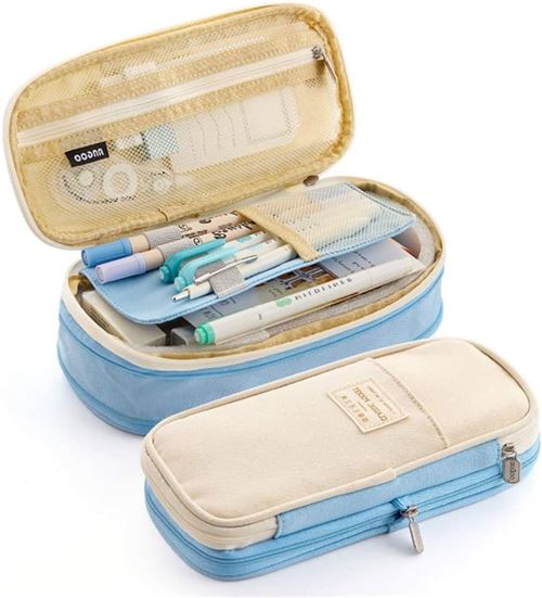 Non Communiqué Filles Bleu 1Pcs Trousse Scolaire Extensible Clair Trousse À Crayons Grande Capacité Sac À Crayons École Papeterie Organisateur Trousse À Maquillage Pour Garçons Étudiants
