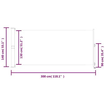 Auvent latéral rétractable de patio 140x600 cm Marron - Sur  -  De tout à prix fou!