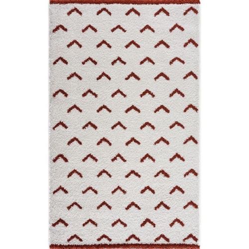 Nazar Tapis De Salon Shaggy Style Berbere Lamia - 120 X 160 Cm - Blanc Et Terracotta