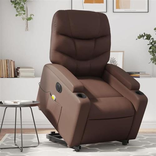 vidaXL Fauteuil de relaxation, massage, inclinable électrique similicuir marron