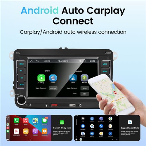 140€ sur Autoradio Gearelec Pour VW avec Sans Fil CarPlay Android Auto  7''Lecteur MP5 Multimédia - Accessoires Autoradio - Achat & prix