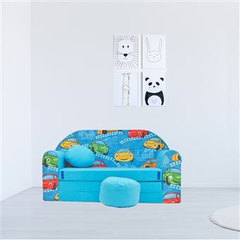 Nino canapé convertible lit pour enfant avec pouf et coussin oeko