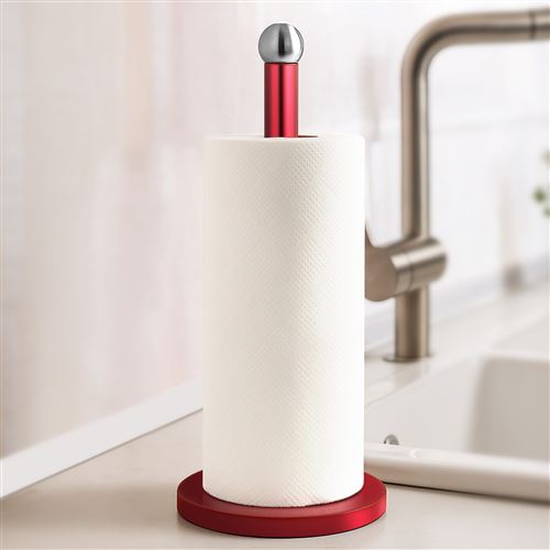 Porte-rouleau Essuie-tout Cheffinger Métal Rouge – Base Lourde Stable, KH34R