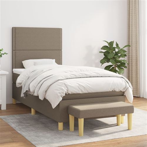 vidaXL Sommier à lattes de lit avec matelas Taupe 80x200 cm Tissu3137033