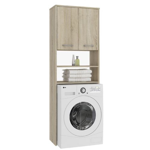 LENA - Meuble pour machine à laver 180x64x30 cm - Rangement Sonoma