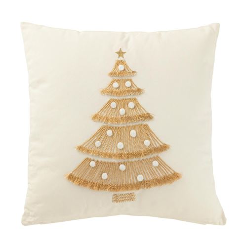 Non Communiqué Blanc Coussin Déco Sapin "Franges" 45X45cm