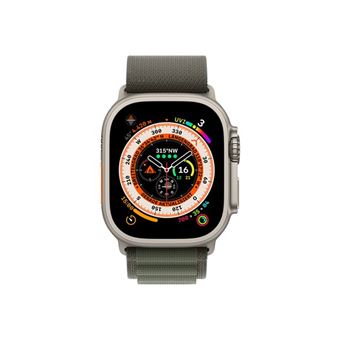 Apple Watch Ultra - 49 mm - titane - montre intelligente avec Boucle Alpine - textile - vert - taille du bracelet : L - 32 Go - Wi-Fi, LTE, UWB, Bluetooth - 4G - 61.3 g