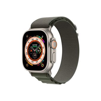 Apple Watch Ultra - 49 mm - titane - montre intelligente avec Boucle Alpine - textile - vert - taille du bracelet : L - 32 Go - Wi-Fi, LTE, UWB, Bluetooth - 4G - 61.3 g