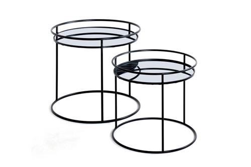 Non Communiqué Noir Tables Basses Grace En Métal Et Miroir Lot De 2
