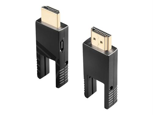 Lindy - Câble HDMI avec kit Ethernet - HDMI micro mâle pour HDMI micro mâle - 10 m - cuivre hybride/fibre optique - noir - support 4K