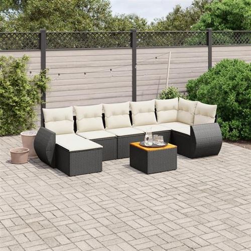 VIDAXL  - Salon de jardin 8 pcs avec coussins noir r&eacute;sine tress&eacute;e