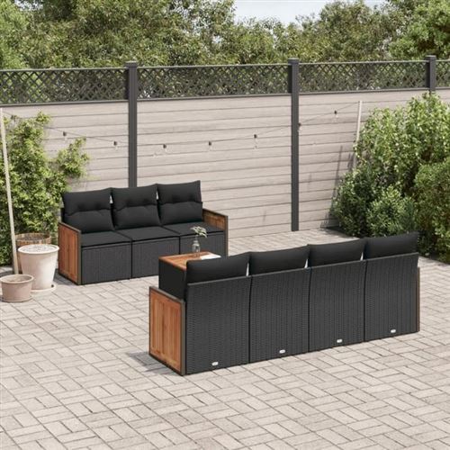 Vidaxl Noir Salon De Jardin 8 Pcs - Image 3