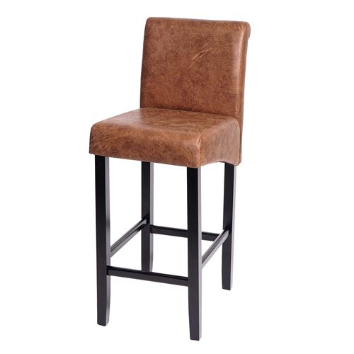 Mendler Tabouret De Bar Hwc-C33, Bois Simli Daim, Pieds Foncés, Tissu/Textile - Image 3