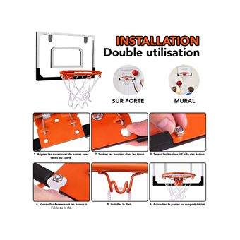 BERAXPOL – Mini Panier De Basket Suspendu – 2 Balles + Pompe – Protection Mousse – Pour Enfants Et Adultes