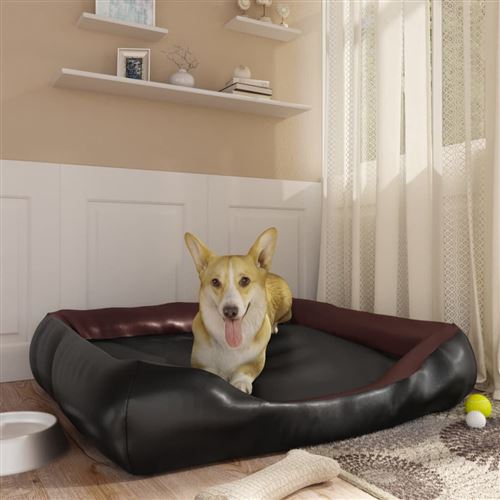 Meilleurs prix pour vidaXL Lit pour chien Noir et marron 105x80x25 cm Similicuir