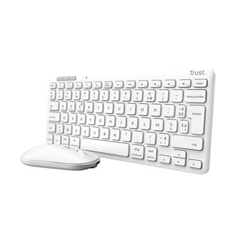 Trust Lyra - Ensemble clavier et souris - multi-appareil - compact - sans fil - USB, Bluetooth - AZERTY - Français - blanc - 1