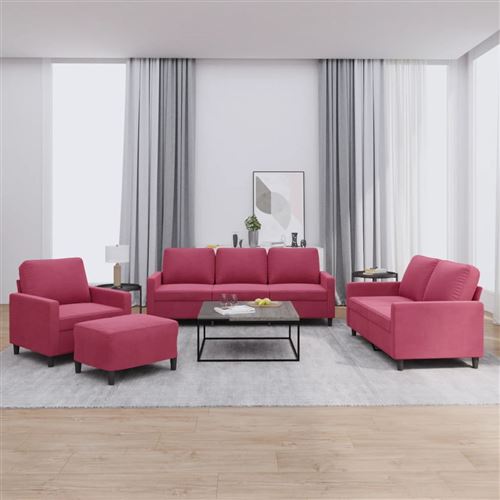 Non Communiqué Rouge Vidaxl Ensemble De Canapés 4 Pcs Avec Coussins Bordeaux Velours3201490