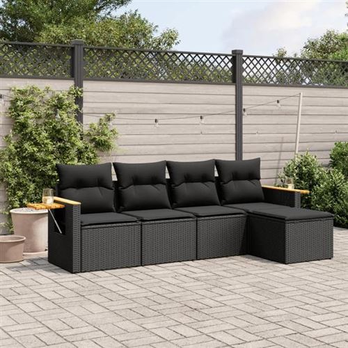 Vidaxl Noir Salon De Jardin 5 Pcs - Image 2
