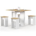 Ensemble table console pliable EDI 2-4 personnes bois blanc et plateau façon hêtre avec 4 tabourets