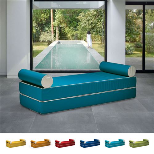 Canapé-lit double modulable de conception modulaire avec coussins Free Bed, Couleur: Turquoise