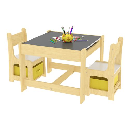 Ensemble table et chaises pour enfants Irixoa avec 2 boîtes de rangement [en.casa]