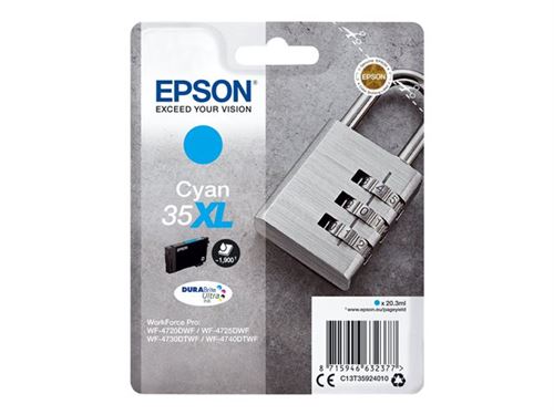 Epson 35XL - 20.3 ml - XL - cyan - original - blister - cartouche d'encre - pour WorkForce Pro WF-4720, WF-4720DWF, WF-4725DWF, WF-4730, WF-4730DTWF, WF-4740, WF-4740DTWF