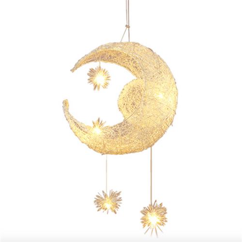 Suspension étoile lune en Aluminium, Goeco, pour Chambre Enfants, blanc chaud, blanc