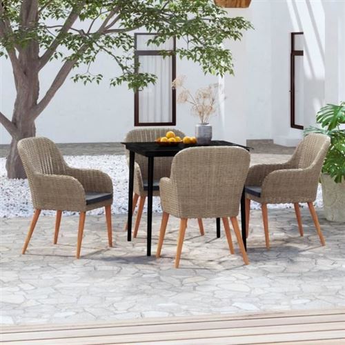 Non Communiqué Marron Vidaxl Ensemble De Salle À Manger De Jardin Avec Coussins 5 Pcs 45 Kg
