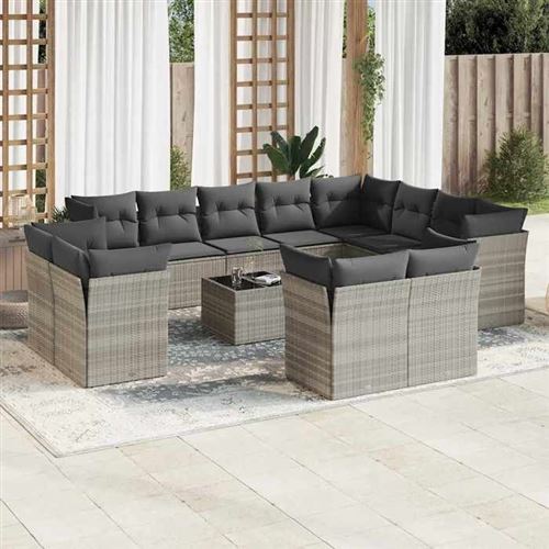 Non Communiqué Gris Vidaxl Salon De Jardin Avec Coussins 13 Pcs, Canapés Avec Pieds Réglables, Ensemble De Meubles D'extérieur Patio Terrasse, 3223927