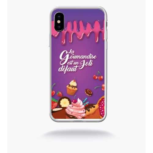 Coque La Gourmandise Est Un Joli Defaut Fond Mauve 01 Compatible Apple Iphone X Bord Transparent