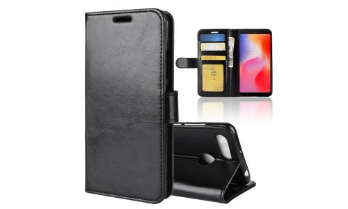 Etui Redmi-6 noir grainé rabat latéral articulé fonction stand