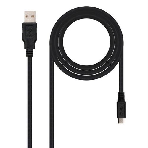 Nano Câble 10.01.0501 - Câble USB 2.0 type A/B-Micro M-M, (1.8 mètres), couleur noir
