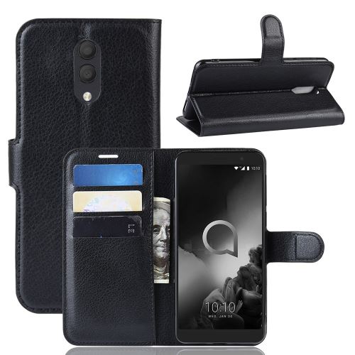 Etui en PU noir avec support pour votre Alcatel 1X (2019)
