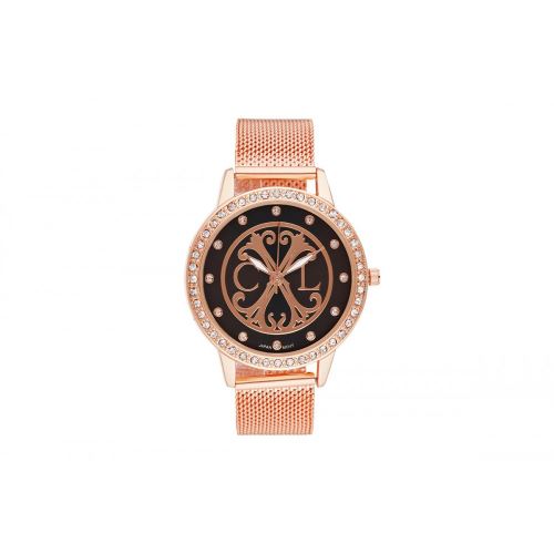 Montre Femme CXL à Quartz Cadran Noir 36 mm Et Bracelet Rose Gold En Maille CXLS18035