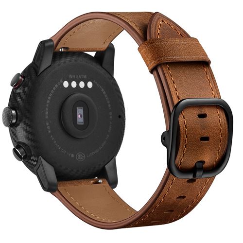 Bracelet en cuir véritable Style DS café pour votre Huami Amazfit 1/2S