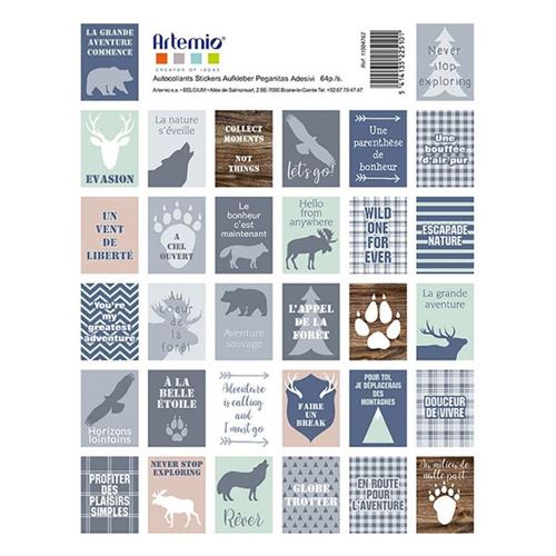 64 stickers effet timbre - Woodland - Artemio