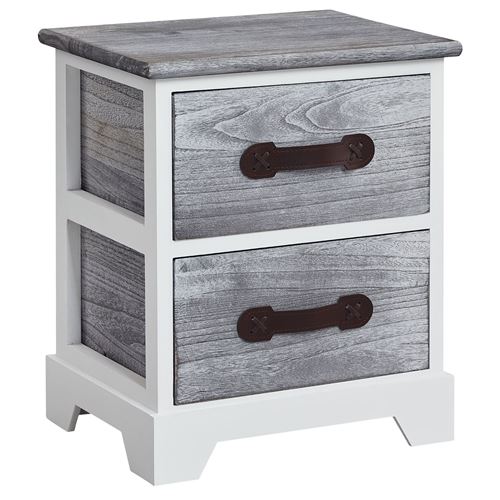 Table de chevet SALERNO, 2 tiroirs, gris blanc