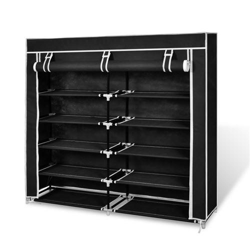 Armoires chaussure étagère meuble 30 paires tissu noir