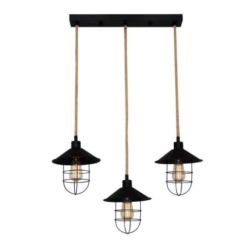 HOMEMANIA Lampe à Suspension Lelly Chandelier - de Plafond - Noir en Métal, 70 x 22 x 120 cm, 3 x E27, 40W