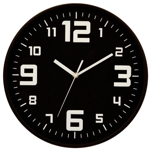 Horloge Pendule Murale silencieuse - Diam&egrave;tre 30 cm - Coloris Noir