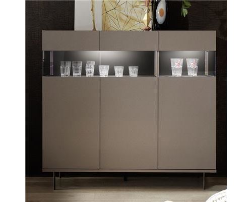 Meuble haut LED design taupe CASTELLI 7 - L 138 x P 50 x H 133 cm