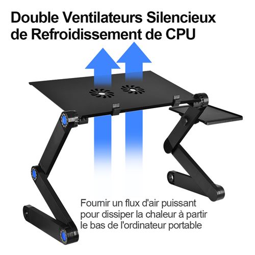 Ordinateur Table Réglable Ventilé pour Ordinateur Portable Bureau
