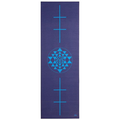 Tapis de yoga design YANTRA/ALIGNEMENT, The Leela Collection Yantra/Alignement, bleu foncé