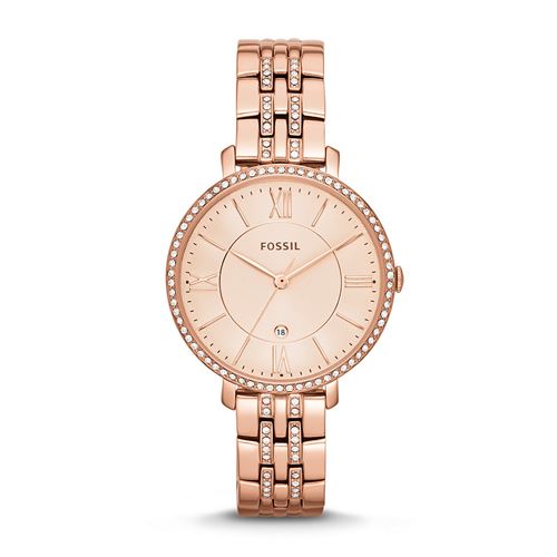Fossil - Montre Jacqueline à Trois Aiguilles En Acier Inoxydable Ton Or Rose pour Femme, Es3546