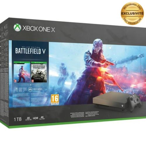 Microsoft Xbox One X - Gold Rush Special Edition - Battlefield V Bundle - console de jeux - 4K - HDR - 1 To HDD - noir - Battlefield V Deluxe Edition, Battlefield 1943, Battlefield 1 Revolution