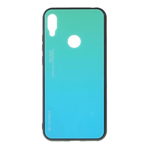 Coque en TPU verre hybride dégradé cyan/bleu pour votre Huawei Y6 (2019 with Fingerprint Sensor)/Y6 Prime (2019)