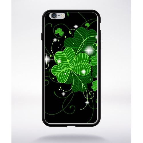 Coque Trefle Porte Bonheur Compatible Apple Iphone 6 Plus Bord Noir Silicone