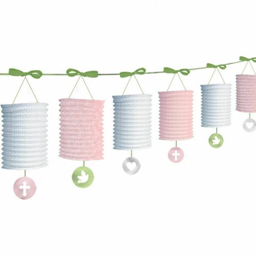 Amscan lampion baptême filles 365 cm rose/blanc